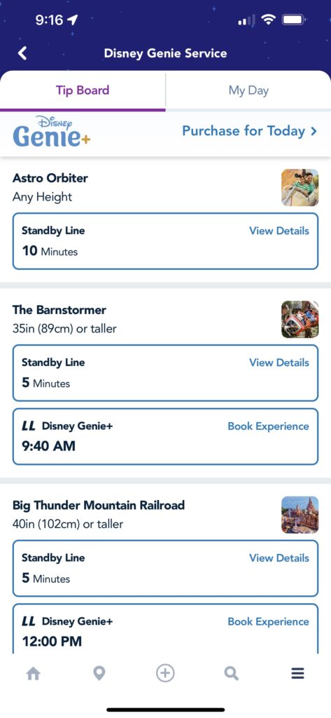 Use the My Disney App to plan ahead